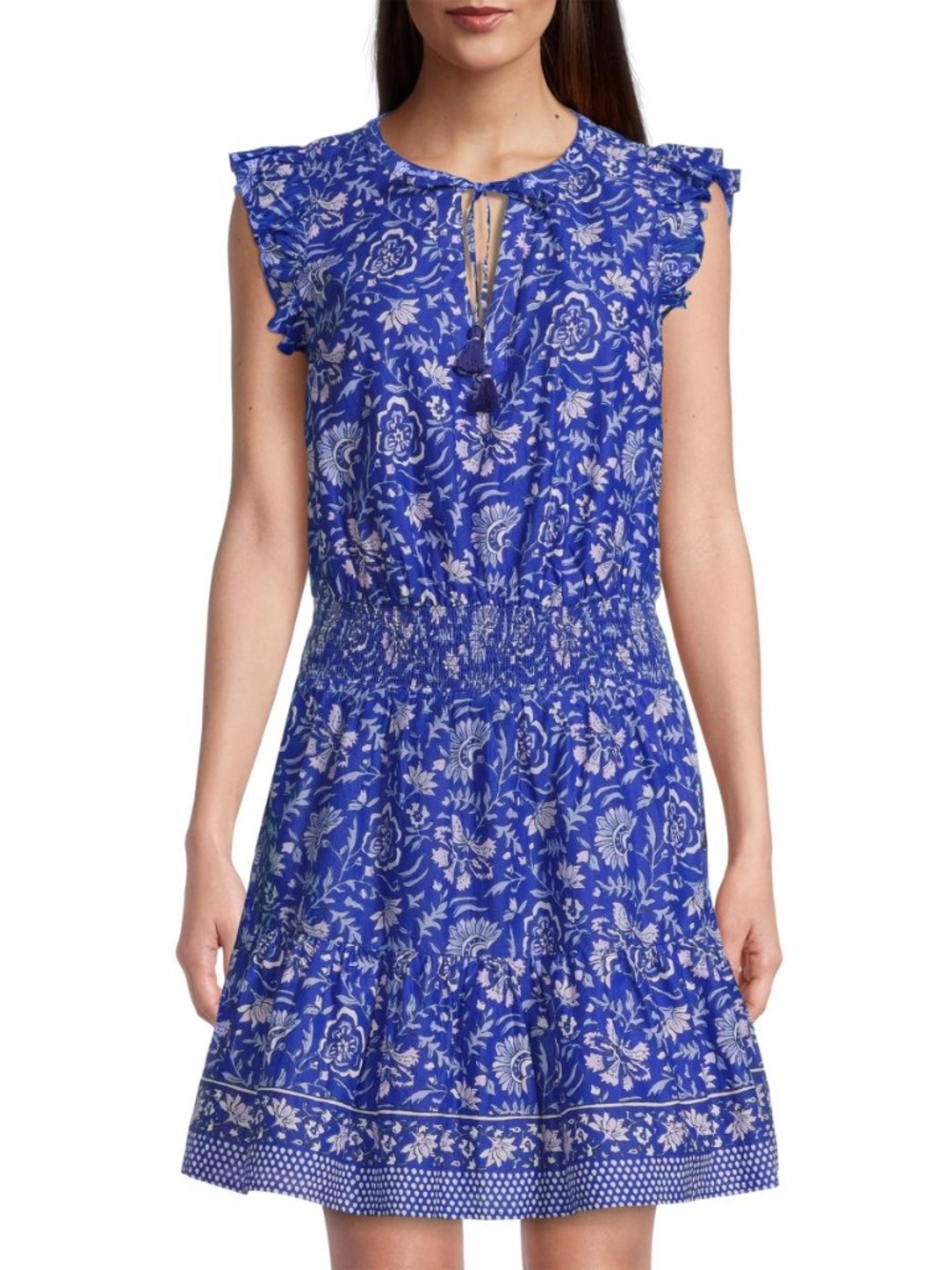 NWT! Vineyard Vines Women's Floral Ruffle Sleeve Mini Dress in Ocean Reef